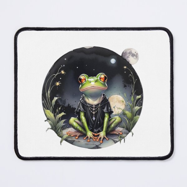 Item preview, Goth Frog in the Moonlight in watercolor paint designed and sold by EmeraldCauldren.