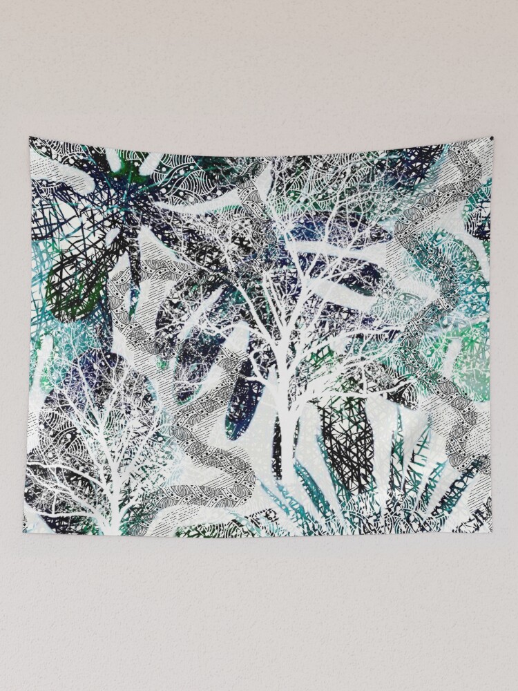 Thumbnail 2 of 3, Tapestry, Botanical Abstract Pattern designed and sold by MarcSabuncu.