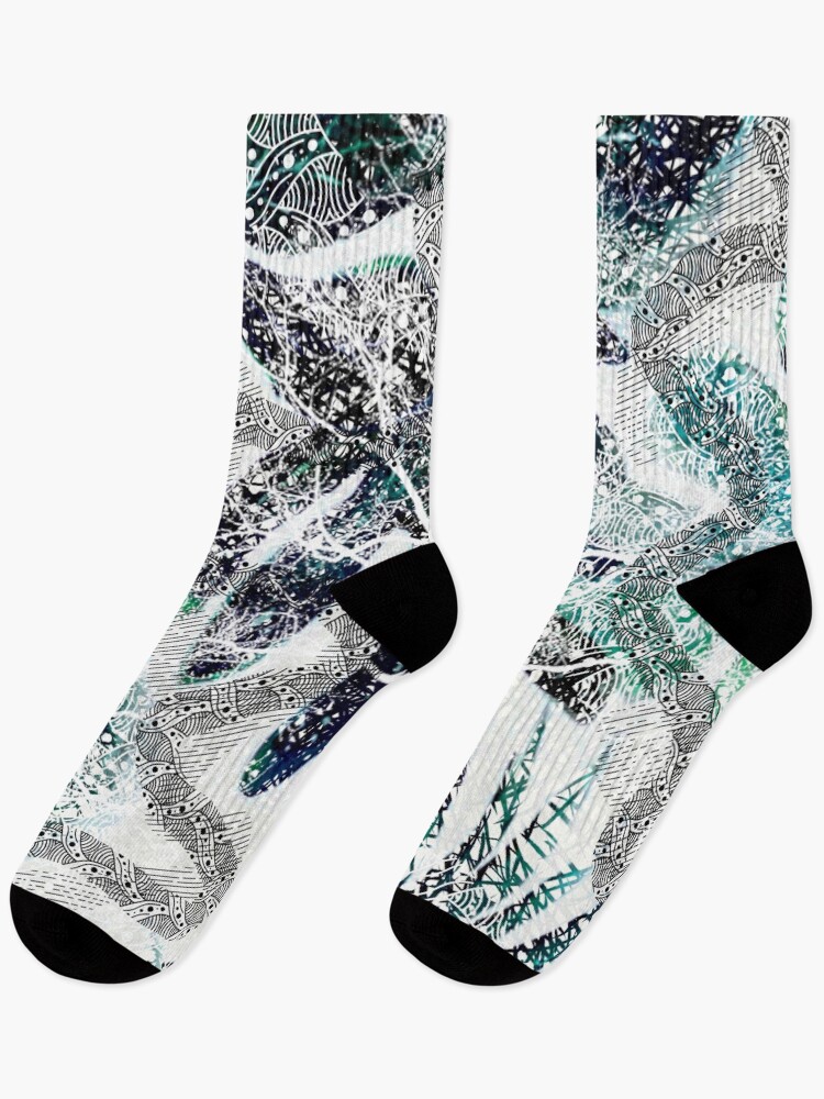 Thumbnail 1 of 5, Socks, Botanical Abstract Pattern designed and sold by MarcSabuncu.