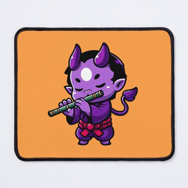Item preview, Purple Oni Playing On Flute designed and sold by Funny Vintage Stickers And T-Shirts.