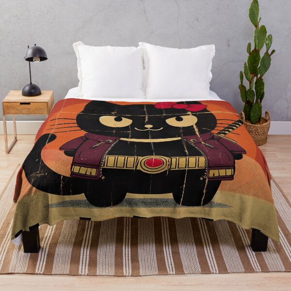 Item preview,  Retro Japanese Poster of Black Cat with Katana red vintage japan designed and sold by IAPICTURE.