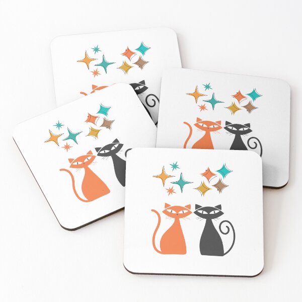 Item preview, Mid Century Modern Black and Orange Cats designed and sold by CreativeCanvas8.