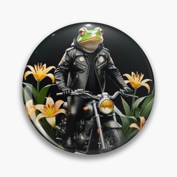 Item preview, Frog on Motorcycle Surrounded by Lillies designed and sold by EmeraldCauldren.