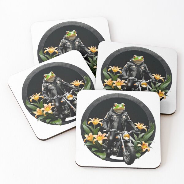 Item preview, Frog on Motorcycle Surrounded by Lillies designed and sold by EmeraldCauldren.