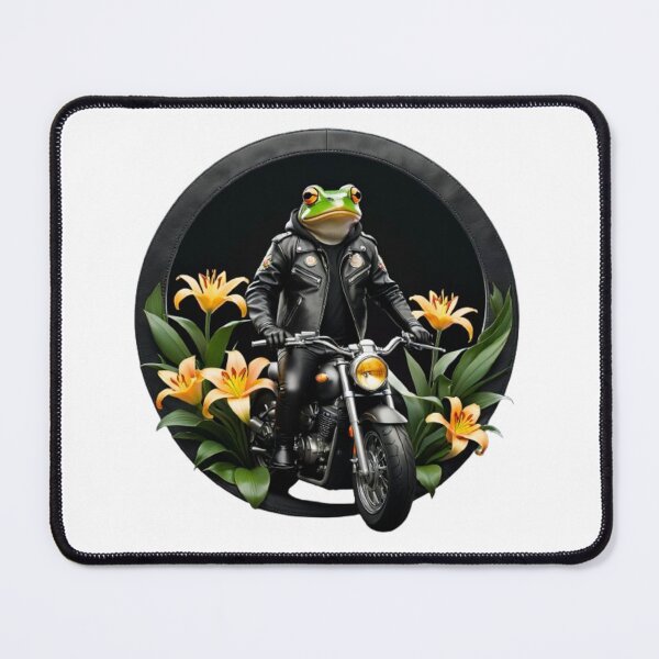 Item preview, Frog on Motorcycle Surrounded by Lillies designed and sold by EmeraldCauldren.