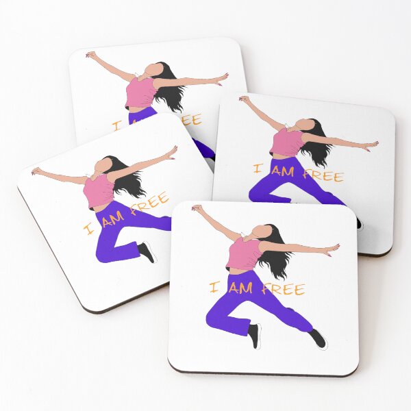 Item preview, Jump of joy - a girl's illustration with a quote Iam free designed and sold by Envelope-99.