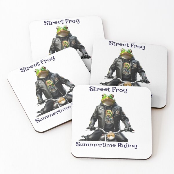 Artikelvorschau, Frosch in schwarzer Lederjacke auf einem Motorrad entworfen und verkauft von EmeraldCauldren.