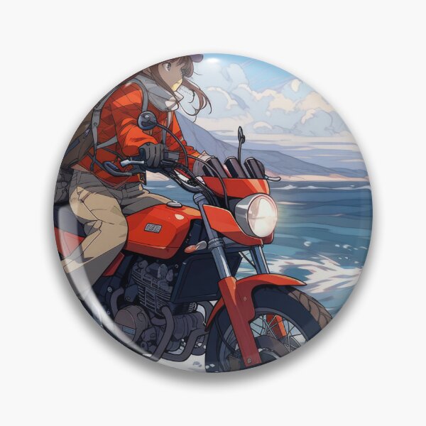 Item preview, girl riding motorcycle, anime illustration designed and sold by Mauswohn.