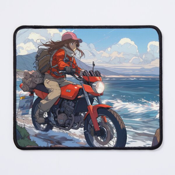 Item preview, girl riding motorcycle, anime illustration designed and sold by Mauswohn.