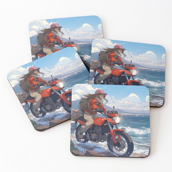 Item preview, girl riding motorcycle, anime illustration designed and sold by Mauswohn.
