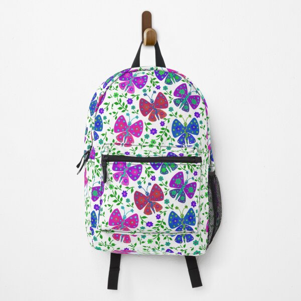 Item preview, Cute flower butterflies in a floral garden in purple and blue palate designed and sold by Kaushlydraw.