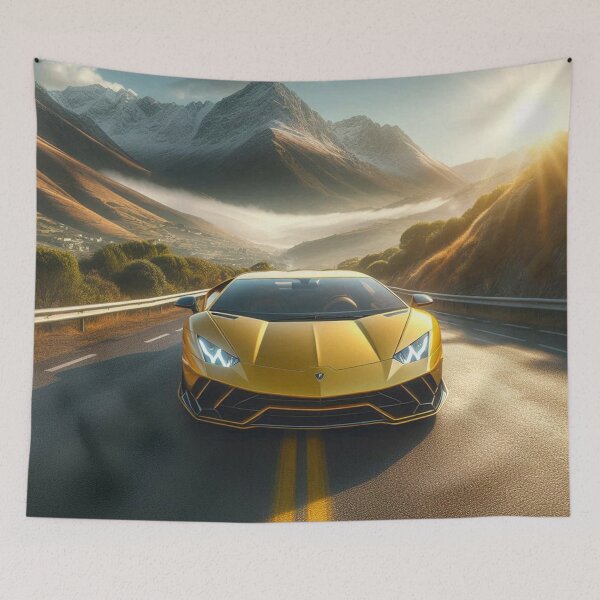 Aperçu de l'œuvre Voiture de sport Lamborghini sur une route magnifique créée et vendue par miguelreeves.