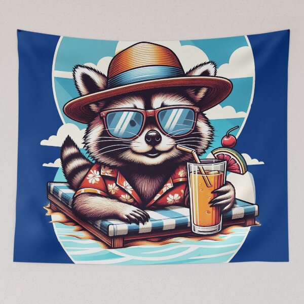 Item preview, raccoon on vacation  designed and sold by aliraweb.