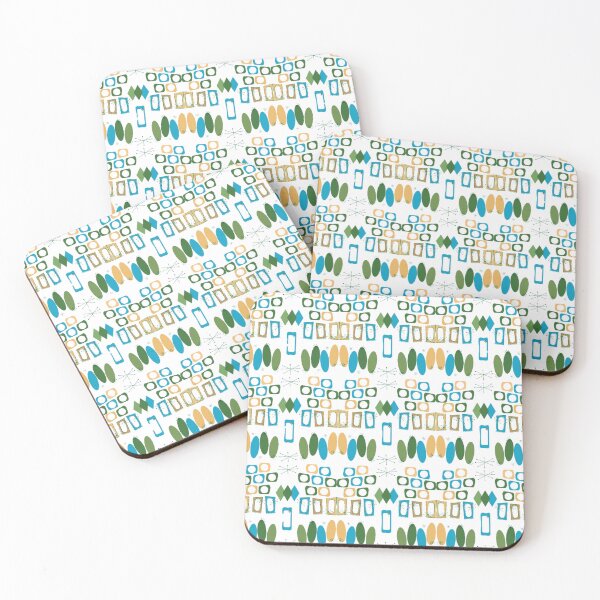 Item preview, Beige, Blue, Green, Oval Shapes,  Mid Century Modern Style Pattern designed and sold by CreativeCanvas8.