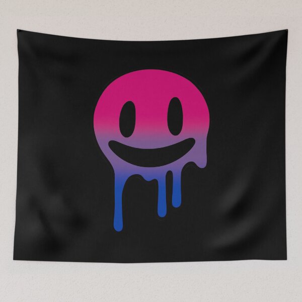 Item preview, Melting Smiley Face Bisexual Pride Flag Colors, Trippy Drip Rave Bi Design, Pride Festival designed and sold by Travelslightly.