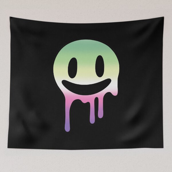 Item preview, Melting Smiley Face Genderfae Pride Flag Colors, Trippy Drip Rave Genderdoe Design, Pride Festival designed and sold by Travelslightly.