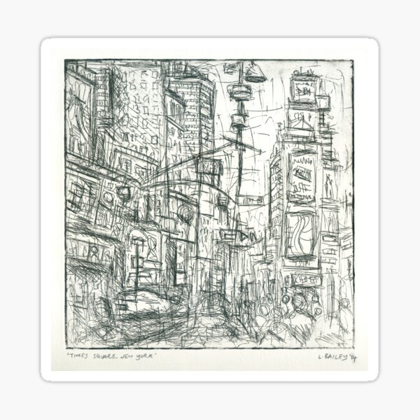 Item preview, Times Square , New York , Drypoint Etching designed and sold by Luke Bailey.