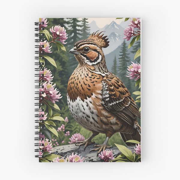 Item preview, Cartoon Of A Ruffed Grouse Surrounded By Mountain Laurel Flowers designed and sold by taiche.