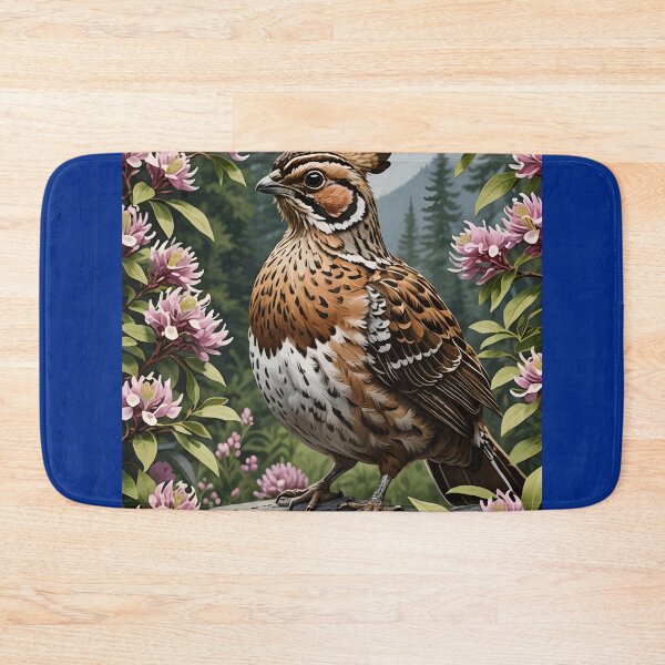 Item preview, Cartoon Of A Ruffed Grouse Surrounded By Mountain Laurel Flowers designed and sold by taiche.