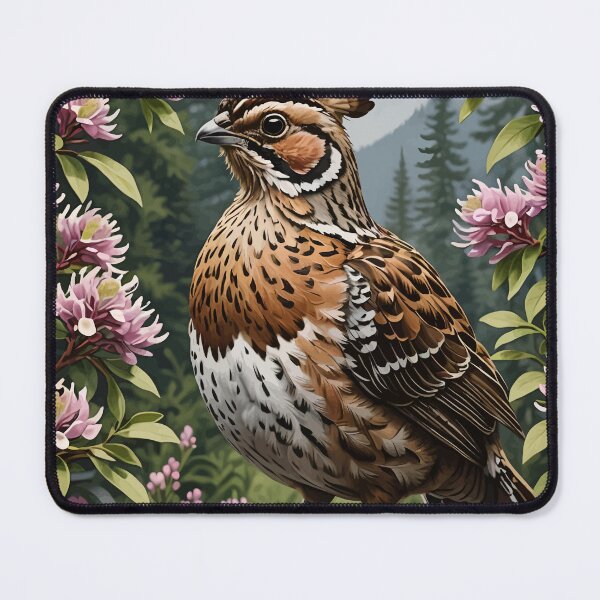 Item preview, Cartoon Of A Ruffed Grouse Surrounded By Mountain Laurel Flowers designed and sold by taiche.