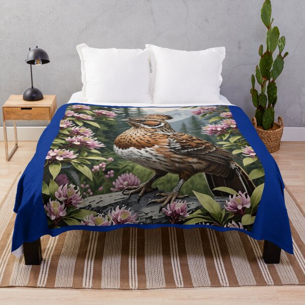 Item preview, Cartoon Of A Ruffed Grouse Surrounded By Mountain Laurel Flowers designed and sold by taiche.