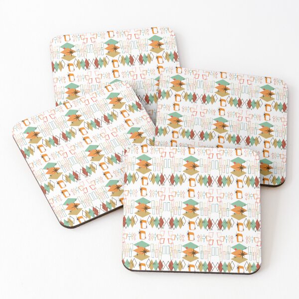 Item preview, Beige, Blue, Green, Geometric Shapes,  Mid Century Modern Style Pattern designed and sold by CreativeCanvas8.