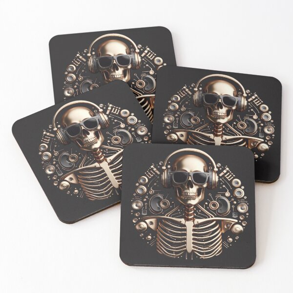 Item preview, Gold Metallic Skeleton with Music Lover Attachments designed and sold by GaborSkeleton.