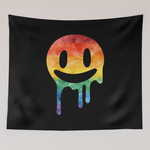 Item preview, Melting Smiley Face LGBTQ Pride Flag Colors, Trippy Drip Rave Watercolor Rainbow Design, Pride Festival designed and sold by Travelslightly.
