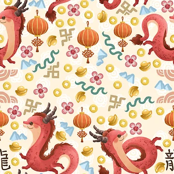 Aperçu de l'œuvre Motif Dragons Rouges de Khotekmei