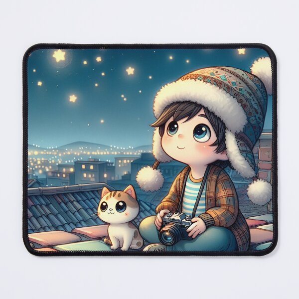 Item preview, "Starry Nights and Feline Friends: A Rooftop Adventure" designed and sold by JAMESAMORN.