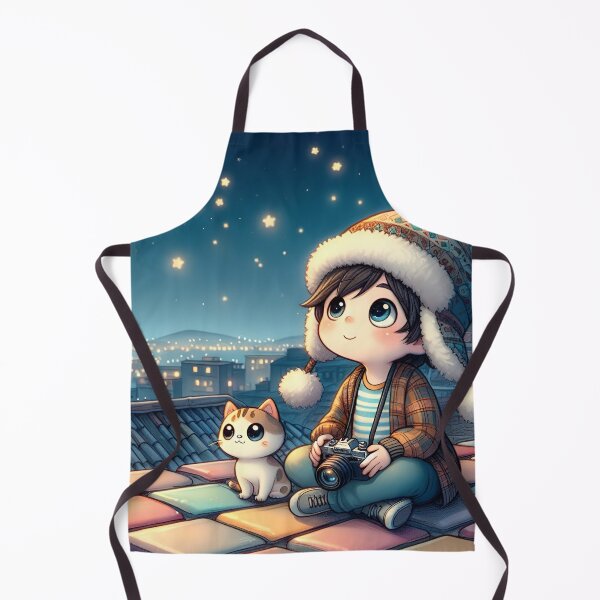 Item preview, "Starry Nights and Feline Friends: A Rooftop Adventure" designed and sold by JAMESAMORN.