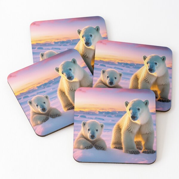 Item preview, Polar Bear Cubs In a Vibrant Arctic Sunset  designed and sold by LMStudioDesigns.