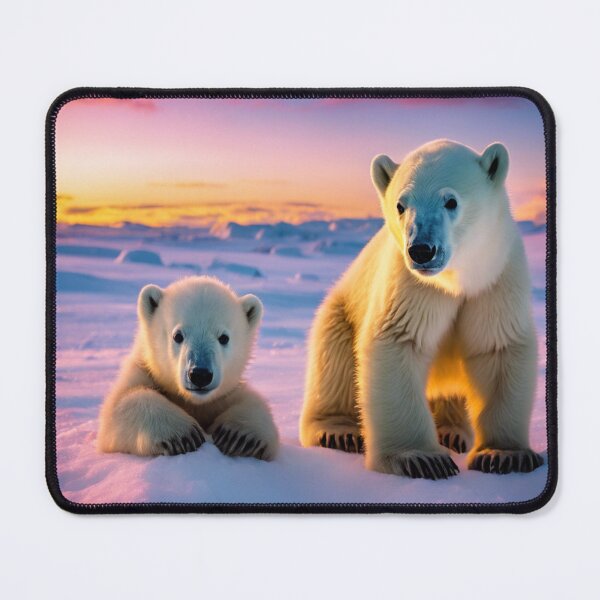 Item preview, Polar Bear Cubs In a Vibrant Arctic Sunset designed and sold by LMStudioDesigns.