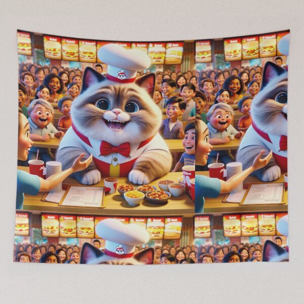 Item preview, Cat works at a fried chicken restaurant designed and sold by Catsmoment.
