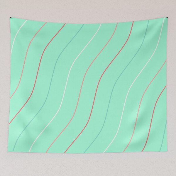 Item preview, Teal, White And Pink Waves On Cyan Pattern designed and sold by PatternsPalette.