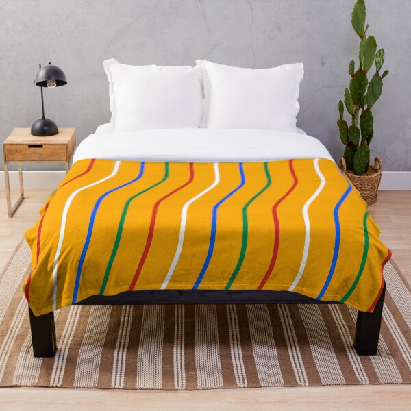 Aperçu de l'œuvre Vagues blanches, rouges, vertes et bleues sur motif doré créée et vendue par PatternsPalette.