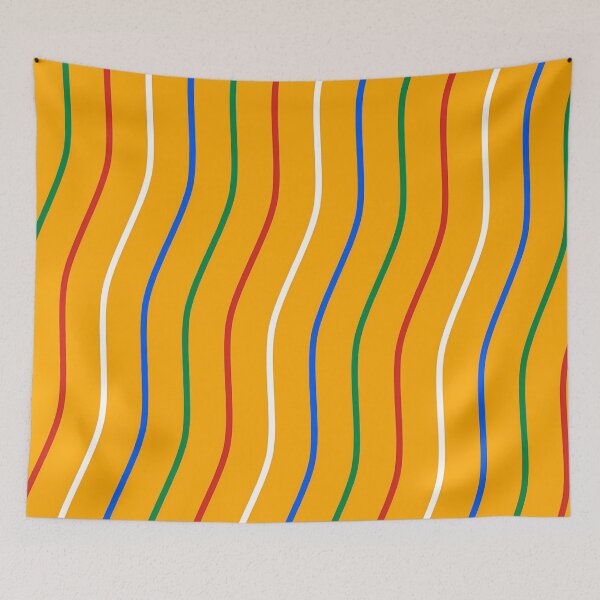 Item preview, White, Red, Green And Blue Waves On Gold Pattern designed and sold by PatternsPalette.