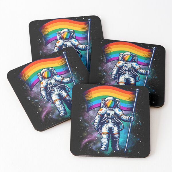 Item preview, LGBTQ Astronaut Moon Rainbow Flag Space Ally Gay Pride designed and sold by MegiWu.