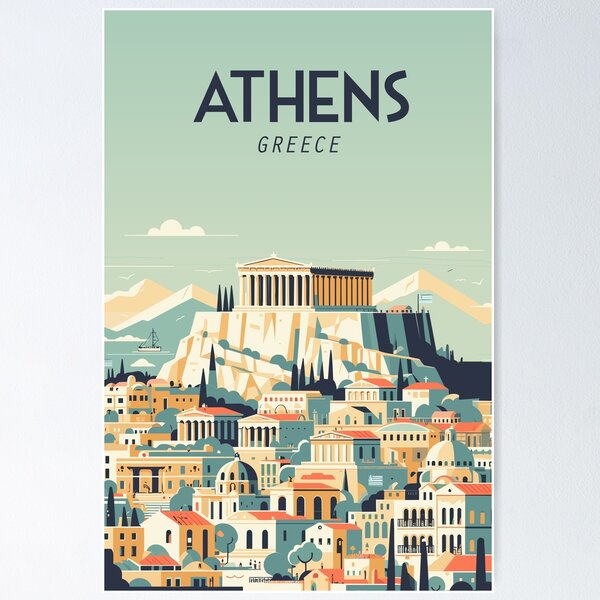 Artikel-Vorschau von Reiseplakat Athen Griechenland, designt und verkauft von Arctic frame studio.