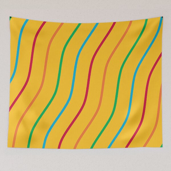 Item preview, Red, Orange, Green And Blue Waves On Yellow Pattern designed and sold by PatternsPalette.