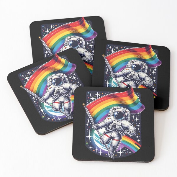 Item preview, LGBTQ Astronaut Moon Rainbow Flag Space Ally Gay Pride designed and sold by MegiWu.