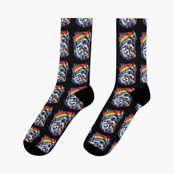 Item preview, LGBTQ Astronaut Moon Rainbow Flag Space Ally Gay Pride designed and sold by MegiWu.
