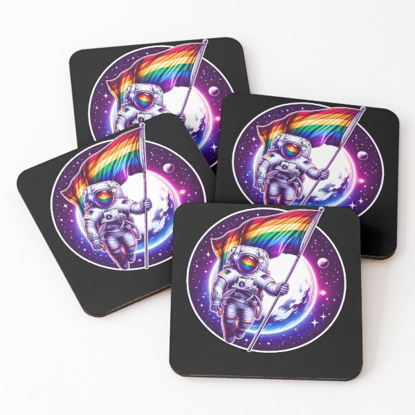 Item preview, LGBTQ Astronaut Moon Rainbow Flag Space Ally Gay Pride designed and sold by MegiWu.