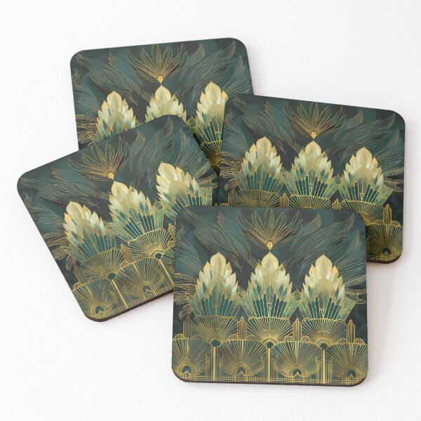 Item preview, Luxurious Aesthetic Teal Gold Vintage Art Deco Pattern designed and sold by Vic Torys ☆.
