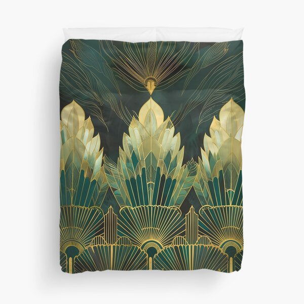 Item preview, Luxurious Aesthetic Teal Gold Vintage Art Deco Pattern designed and sold by Vic Torys ☆.