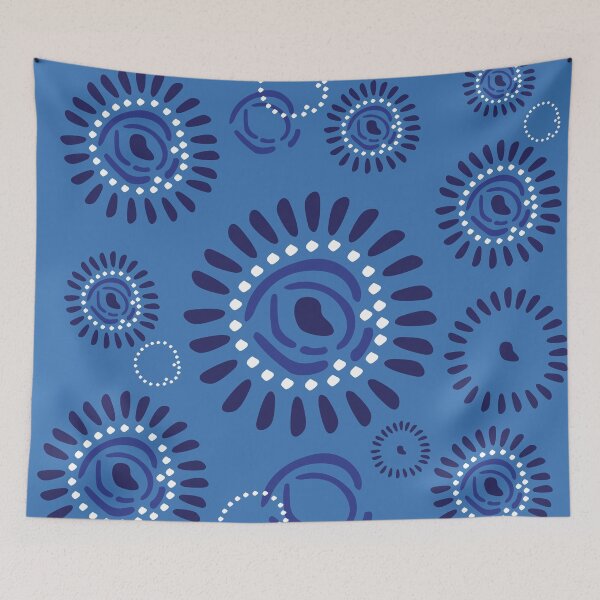 Item preview, Blue flower patterns designed and sold by Wolagno.
