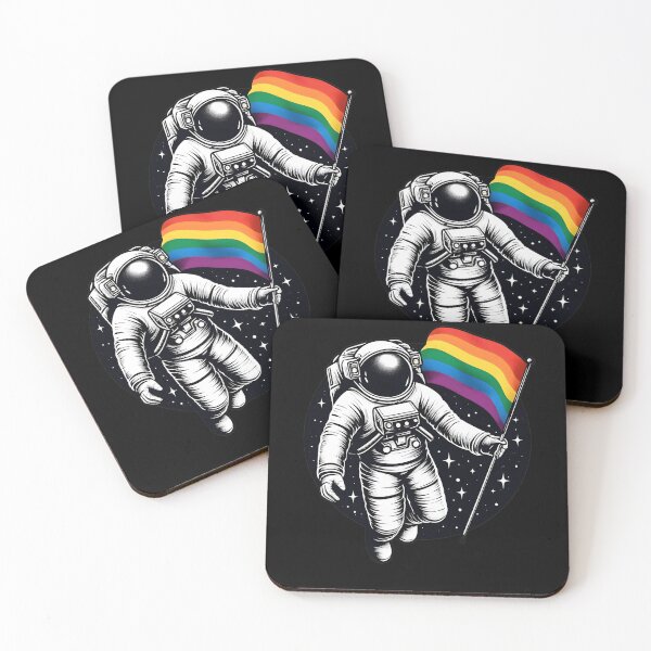 Item preview, LGBTQ Astronaut Moon Rainbow Flag Space Ally Gay Pride designed and sold by MegiWu.