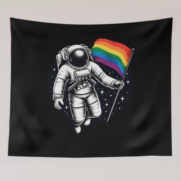 Item preview, LGBTQ Astronaut Moon Rainbow Flag Space Ally Gay Pride designed and sold by MegiWu.