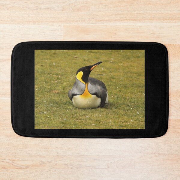 Item preview, King Penguin Laying in Grass (black background) designed and sold by SBPenguins.