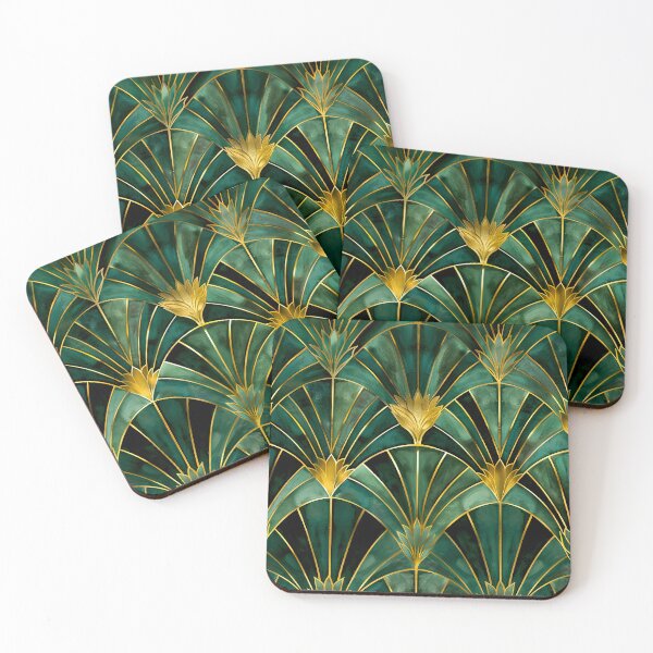Item preview, Gatsby Pattern, Teal Green And Gold, Luxurious Aesthetic Vintage Pattern designed and sold by Vic Torys ☆.